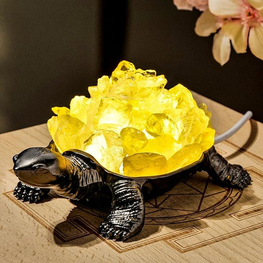 Runyangshi Natural Citrine Turtle Night Lamp Healing Crystal Bedroom Bedside Table Lamp USB Port Home Decor Women Men Gift