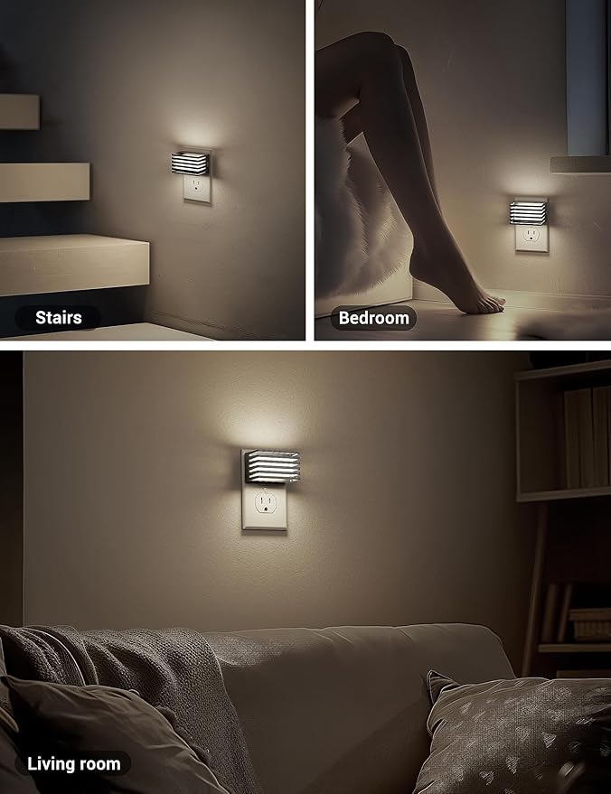 JandCase LED Night Light, [2 Pack] Night Lights Plug into Wall with Dusk to Dawn Sensor, Dimmable Plug in Night Light, Adjustable Brightness, 5000K Daylight White Nightlight for Bathroom Hallway