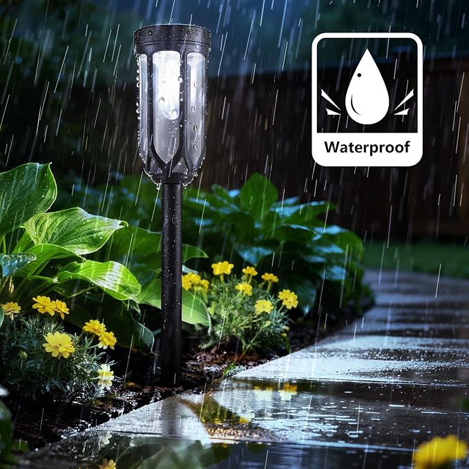 Lomotech Solar Pathway Lights - 8 Pack Solar Lights Outdoor Waterproof, Bright LED Solar Garden Lights for Patio Landscape Lawn Yard Walkway Driveway (White)
