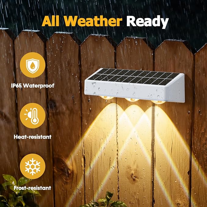 NIORSUN Solar Fence Lights, 12 Pack LED Outdoor Solar Deck Lights with Lenses, RGB Color, IP65 Waterproof, Solar Lights for Outside, Wall, Patio, Railing, Yard (White)