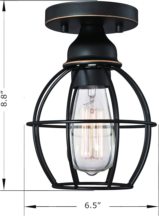 WISBEAM Oil Rubbed Bronze Semi Flush Mount Ceiling Light Fixture, E26 Medium Base MAX 60W, Metal Housing, ETL Rated, Bulbs NOT Included, 2-Pack