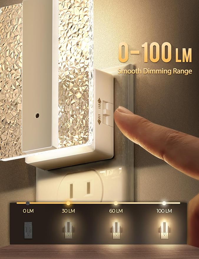 DORESshop LED Night Lights Plug Into Wall, Mordern Night Light with Dusk-to-Dawn Sensor, Dimmable Decorative Nightlights, Adjustable Brightness Night-Lights for Bathroom, Hallway, Bedroom,Stairway