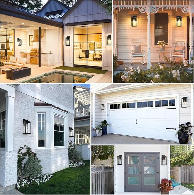 SHINE HAI Dusk to Dawn Sensor Outdoor Wall Sconce, Extra Large Exterior Lantern Fixture with E26 Base, Wall Mount Waterproof Lamp for Porch, Doorway