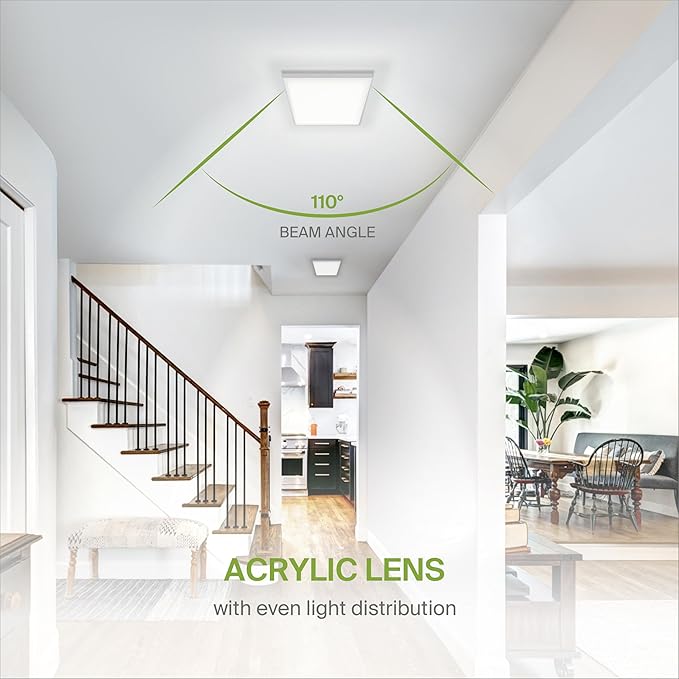 ASD LED 12" Square Flush Mount Ceiling Light Fixture, Low Profile Surface Lighting | 5CCT, Dimmable, Ultra-Thin, ETL Listed | 24W 1700LM 2700-6000K 120V | Kitchen, Bedroom Lamp | White, 12 Pack
