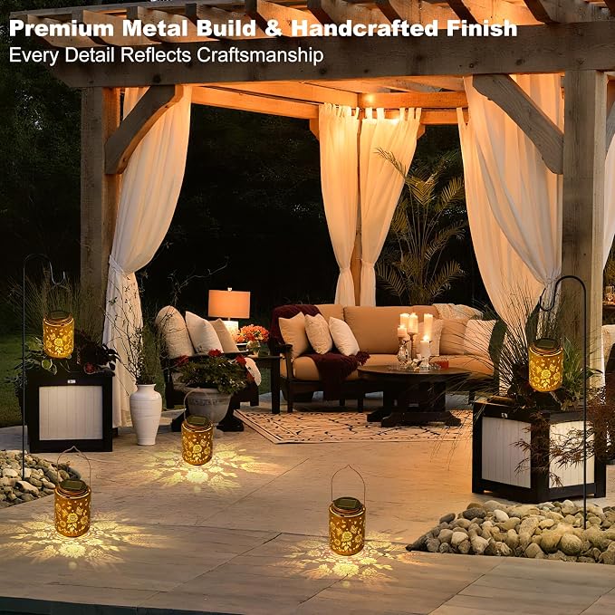 Sunflower Solar Lanterns, Birthday Gifts for Women Mom Grandma, Outdoor Waterproof Hanging Garden Decor for Patio, Yard