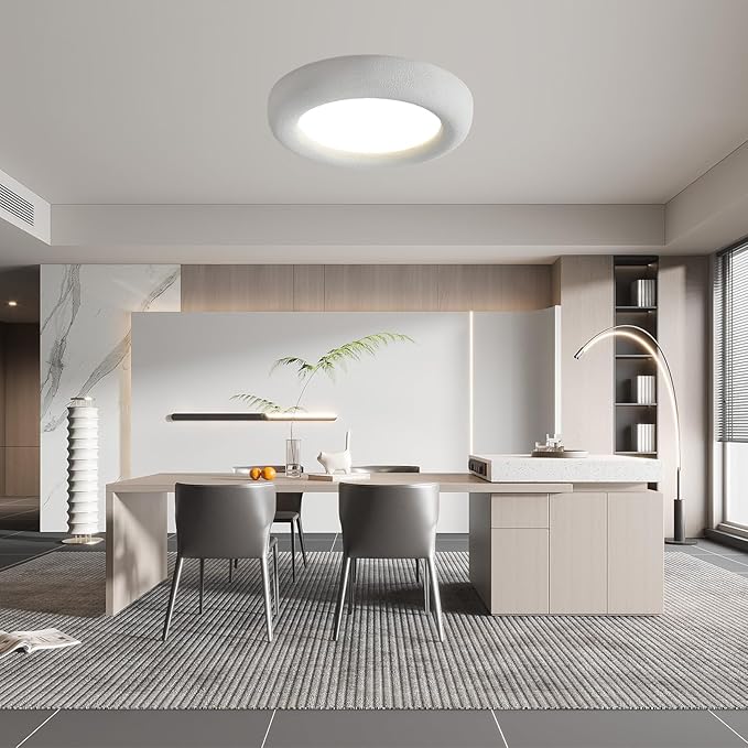 JAYMP Modern Ceiling Light, LED Dimmable Remote Control Ceiling Lamp for Dining Room Living Room Japanese Wabi-Sabi Style Lighting Fixture (Matte White, 53cm/20.9inch)
