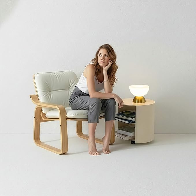 Brightech Lamina LED Table Lamp - Small 10 Inches Modern Bedroom Lamp - Bright Mini Reading Desk Lamp with Dimmable Warm Lighting for Bedside Table, Living Room, Office - Glass Lamp Shade, Gold/Brass