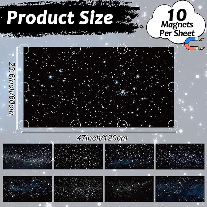 8 Pcs Fluorescent Light Covers with 80 Magnets Decorative for Classroom Ceiling Light 4 x 2 Feet Magnetic Light Covers Filter Easy Install for Office Hospitals & Home Drop Ceiling Supplies (Star)