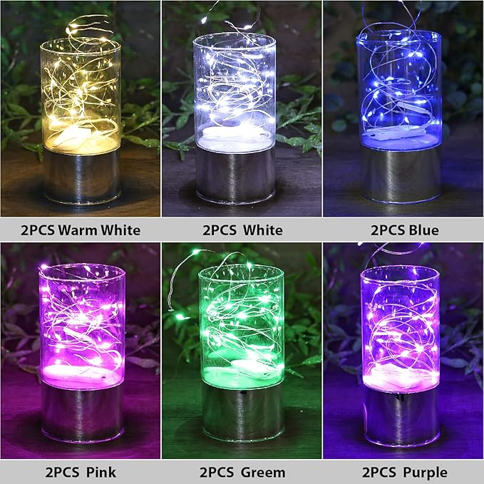 HXWEIYE 12 Pack Fairy Lights Battery Operated, 7ft 20LED Mini Twinkle String Light for Mason Jar DIY Wedding Table Centerpieces Party Bedroom Christmas (Multicolor)