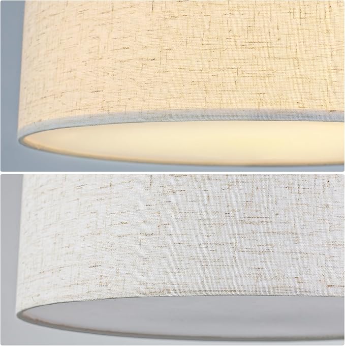 Luupyia 3-Lights Drum Ceiling Light Fixture 12.6 Inches, Vintage Unique Semi Flush Mount Ceiling Lighting with Fabric Drum Shade, Farmhouse Chandeliers for Bedroom, Hallway, Entry, Foyer E26 60W