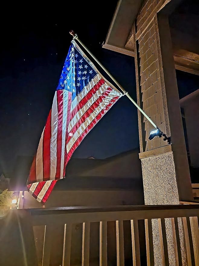Solar Flag Pole Light, 4 Super-Bright led Flagpole Light Solar Powered Outdoor Dusk to Dawn, IP65 Waterproof Batteries Replaceable Fits 1”-1.5” in Diameter Most Wall-Mounted Spinning Flag Poles