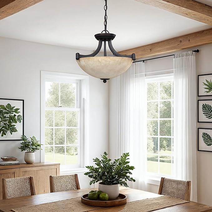 Canarm ICH375A03RA14 3 Light Warren Dual Large Pendant Light Fixture, Bronze