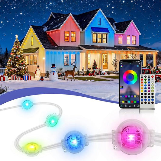 XINKAITE 400ft Permanent Outdoor Lights for House, 2025 Eave Lighting with App/Remote Control, IP67 Waterproof smartlight for Christmas, Halloween, Holiday, Party, Daily(2 Rolls 200FT)