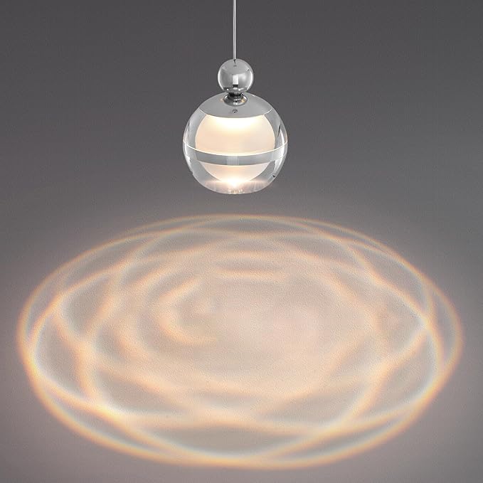 Modern Pendant Light Globe Hanging Pendant Lighting Chrome Small Chandelier Light Fixture for Kitchen Island Bedroom Dining Room Bar (1-Lights)
