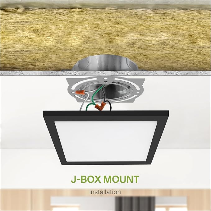 ASD LED 9" Square Flush Mount Light | 18W 1270LM 3000-5000K 120V | 3CCT, Dimmable, Ultra Slim, ETL Listed | Thin Surface Lamp, Bedroom Ceiling Lighting | Black, 12 Pack