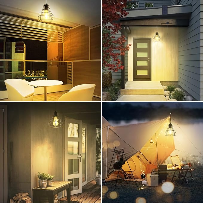 Solar Pendant Lights Outdoor Indoor with Remote, Chicken Coop Lights Solar Powered Shed Light with ON Off Switch,Solar Indoor Lights for House Garage Greenhouse Patio Barn Storage