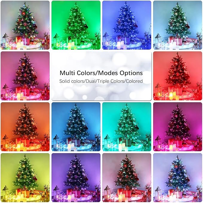 BrizLabs July 4th Fairy Lights, 66ft 200 LED Color Changing Fairy Lights with Remote, Plugin Red White Blue Twinkle Light RGB Rainbow Starry Xmas Light Music Sync for Xmas Halloween Home Party Wedding