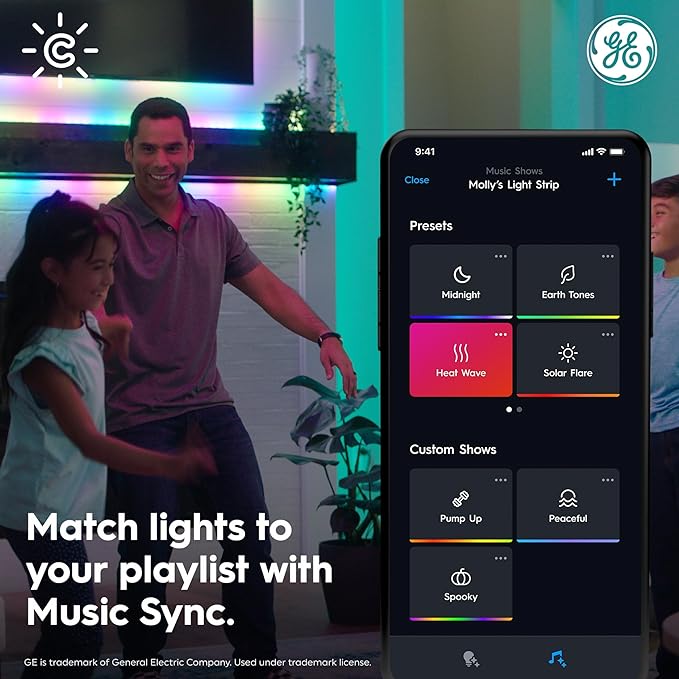 Cync GE Dynamic Effects Smart LED Light Strip with Music Sync, Color Changing Outdoor Light Strip, Compatible with Alexa and Google Home, 16ft Waterproof Light + Power Supply