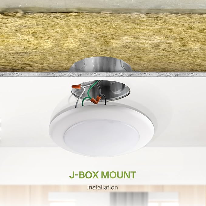 ASD 1 Pack LED Disk Lights 6 Inch, 15W 5CCT 2700K-5000K 1245LM CRI90+, Dimmable Flush Mount Ceiling Light Fixture, Low Profile Surface Mount Disc Lights, Junction Box or Recessed Can Install, UL