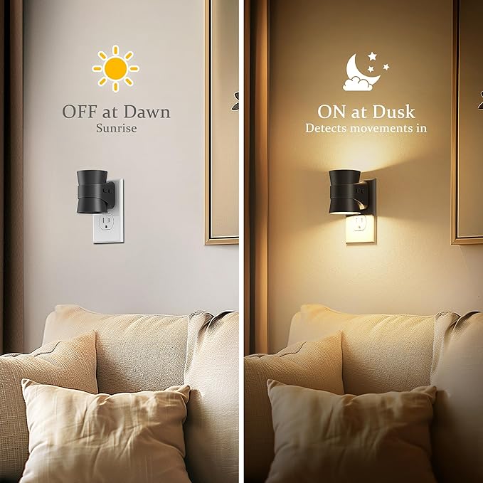 JandCase Night Light, Night Lights Plug Into Wall with 3 Color Temperatures, 2 Pack Dusk to Dawn Sensor Dimmable Nightlight, 3CCT (3000K/4000K/5000K) Adjustable LED Night Light for Bathroom Hallway