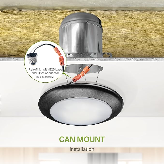 ASD 1 Pack LED Disk Lights 6 Inch, 15W 5CCT 2700K-5000K 1245LM CRI90+, Dimmable Flush Mount Ceiling Light Fixture, Low Profile Surface Mount Disc Lights, Junction Box or Recessed Can Install, ETL