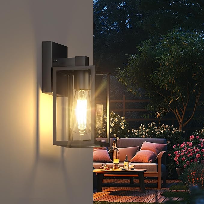WIHTU Exterior Lighting Fixtures, 2Pack Outdoor Front Porch Lights for House, Outdoor Wall Sconce Lights, Waterproof Outside Lantern Lamp for Garage, Doorway