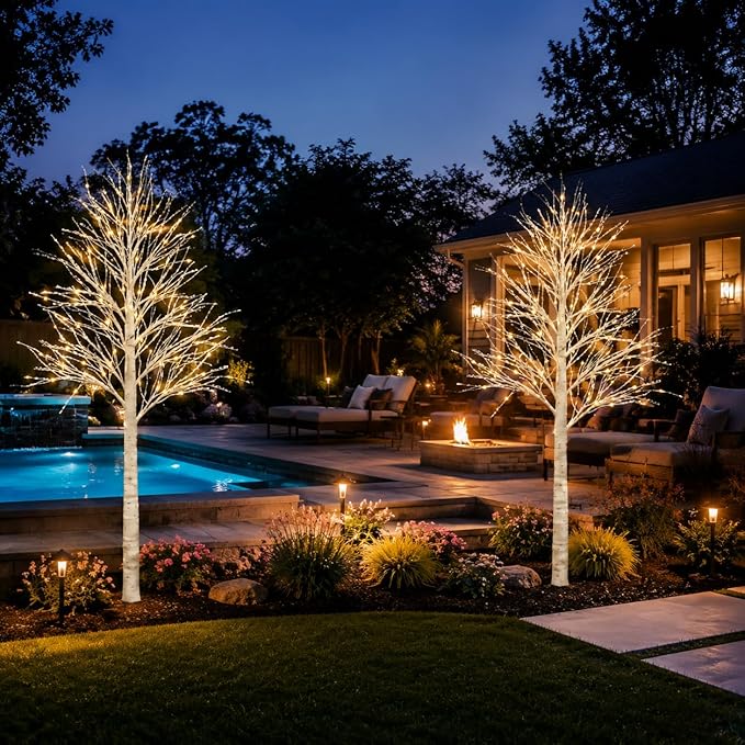2Pack Smart 6FT Lighted Birch Tree with WW LED Lights for Home Decor, APP & Button Control, Music-Sync, Smart Timer, Multi-Tree Group Control, Indoor & Outdoor Decoration for Room Yard Patio Wedding
