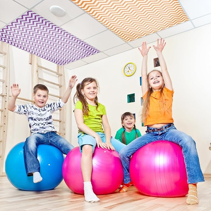 QOUBAI 6PCS Fluorescent Light Covers, 4x2 Feet Magnetic Light Cover Fluorescent Lights Shade Panel Positive Inspirational Ceiling Lights Filters for Office Classroom Home Drop Ceiling Striated