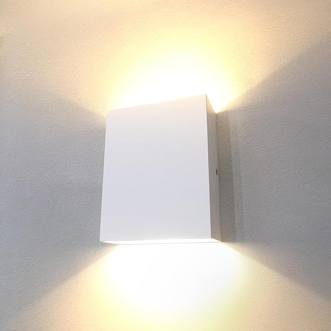 KICAAO LED Wall Sconces Set of Two, 12W Modern Wall Lamp, White Up Down Wall Mount Lights for Living Room Hallway Bedroom Decor, Hardwired Aluminum Wall lamp (White 3000K)