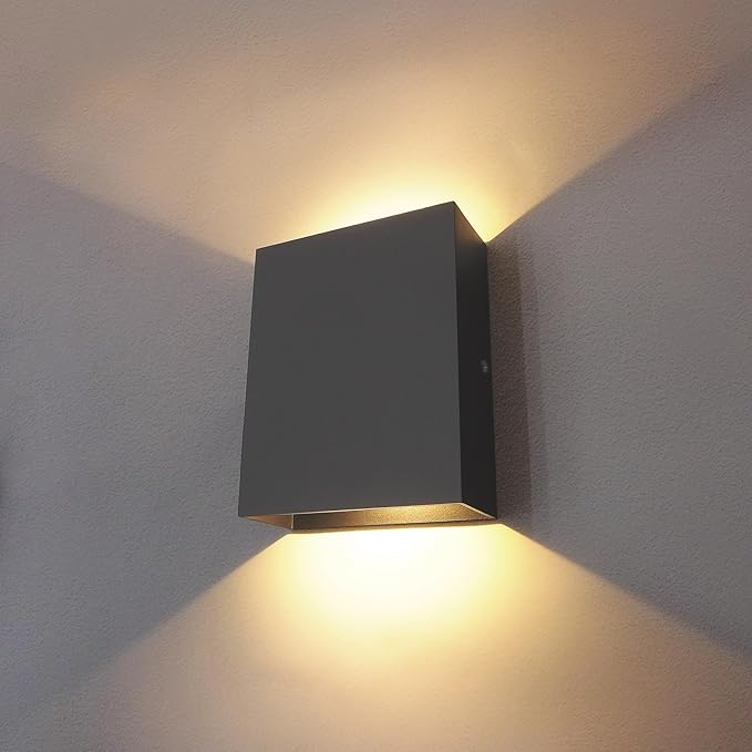 KICAAO LED Wall Sconces 4 Pack, 12W Modern Wall Lamp, Black Up Down Wall Mount Lights for Living Room Hallway Bedroom Decor, Hardwired Aluminum Wall lamp