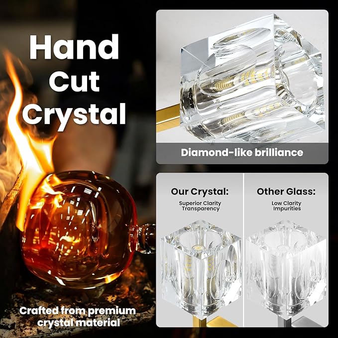 Gold Crystal Sputnik Ceiling Light Fixture, 4-Lights Modern Sputnik Chandelier, 17.7 inch Low Ceiling Chandelier for Bedroom Kitchen Dining Room Hallway Entryway Office