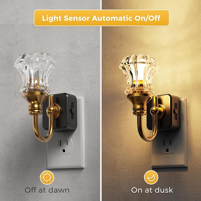L LOHAS LED Night Lights Plug into Wall, 3000K Soft White LED, Floral Night Lights with Dusk to Dawn Sensor, 0-100lm Adjustable Brightness, for Hallway Bedroom Stairway
