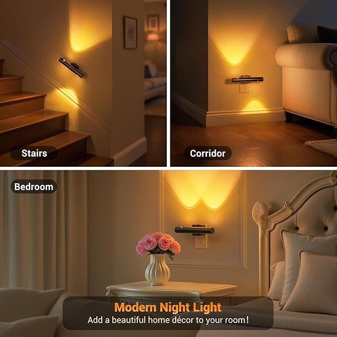 JandCase LED Amber Night Light, 180° Rotatable Night Lights Plug into Wall, 0-100LM Adjustable Brightness with Dusk-to-Dawn Sensor, Dimmable Night Lights for Bathroom Hallway Bedroom Stairway, 2 Pack