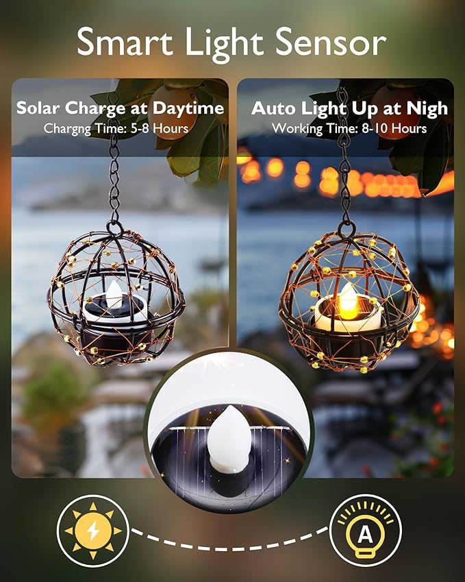 Homemory 8Pcs Solar Tea Lights Outdoor Waterproof, Rechargeable Dusk to Dawn Lighting, Flameless Flickering LED Votive Candles for Fairy Garden Decor, Patio Tables, Christmas Lanterns, Windows
