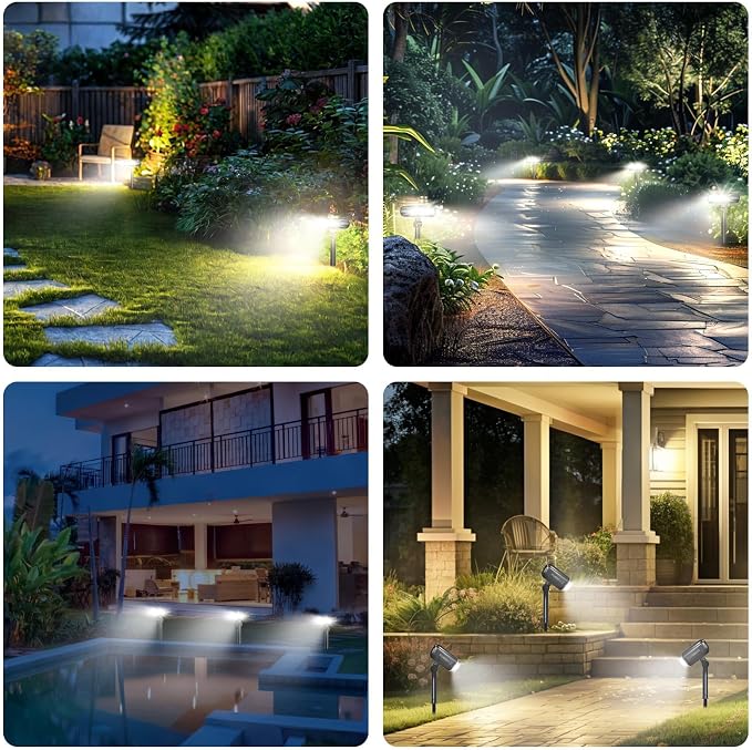 Solar Spot Lights Outdoor, 3 Modes Motion Sensor Landscape Lights, Waterproof IP67 LED Motion Security Solar Spotlights for Outside Yard Pathway Driveway Walkway, 2 Pack