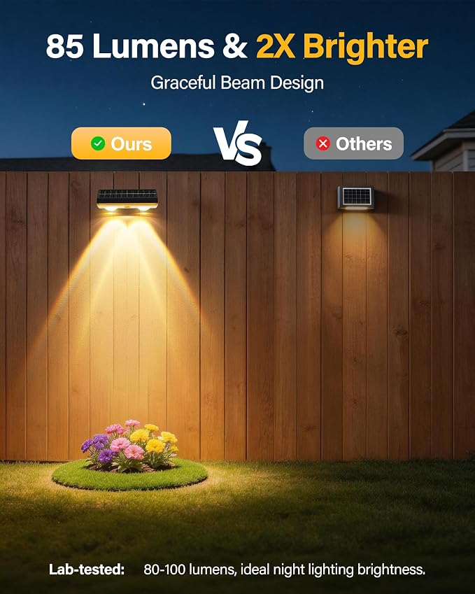 Solar Fence Lights Outdoor, 16 Pack Ultra-Bright 85LM Fence Lights Solar Powered, 9 RGB Color Modes, IP65 Waterproof, 12H Dusk to Dawn Glow for Pool/Deck/Patio/Wall/Backyard - Black