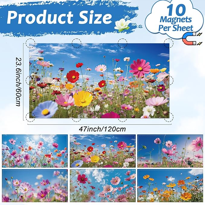 6 Pcs Fluorescent Light Covers with 60 Magnets Decorative for Classroom Ceiling Lights 4 x 2 Feet Magnetic Light Cover Filter Easy Install for Office Hospital Home Ceiling Supplies (Flower Bush)