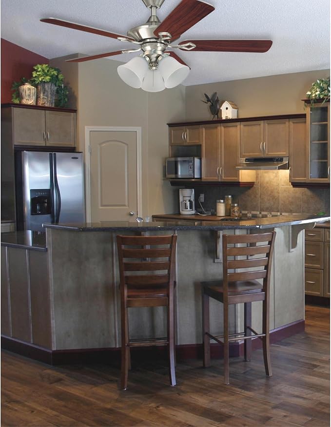 Westinghouse 7784900 Three LED Cluster Ceiling Fan Light Kit, Brushed Nickel Finish with Frosted Ribbed Glass, White