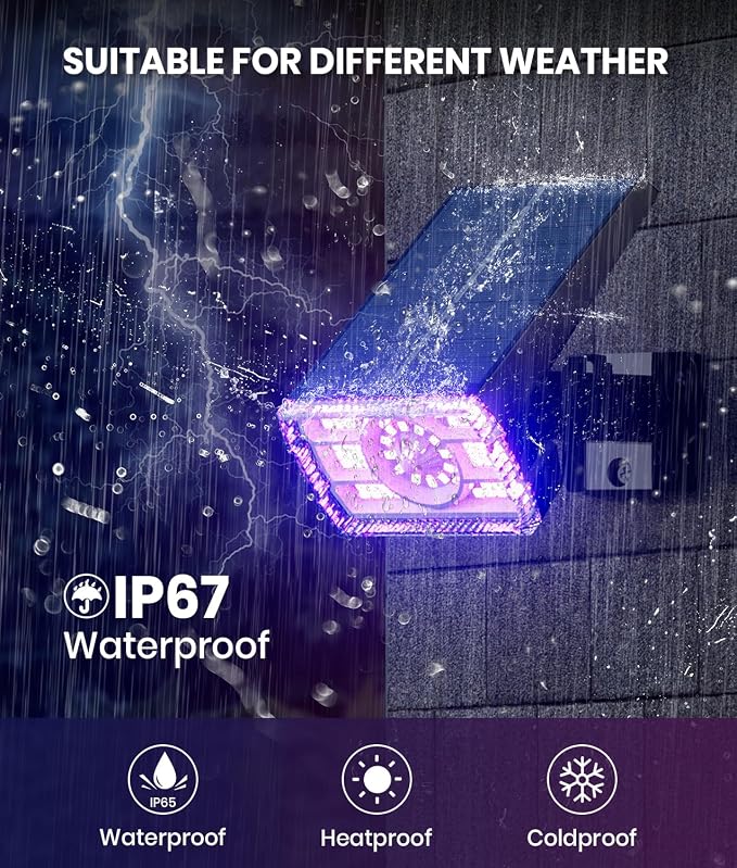 2 Pack - Solar Christmas Lights Outdoor Waterproof,6 Color Changing Spotlights &10 Modes, IP67 Waterproof,105° Adjustable Solar Spot Lights for Pathway/Garden/Yard/Patio/Landscape/Backyard Xmas Decor