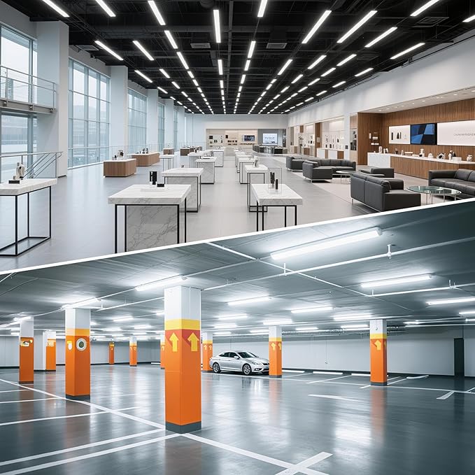 4PK 4FT LED Wraparound Light, 48 Inch Garage Ceiling Lights, 24/31/38/46W, 5500LM, 3000-6500K 5CCT, 120-277V Hardwired 4FT Led Light Fixtures for Garage, Workshop,Closet,Shop,UL(0-10 v dimming!)