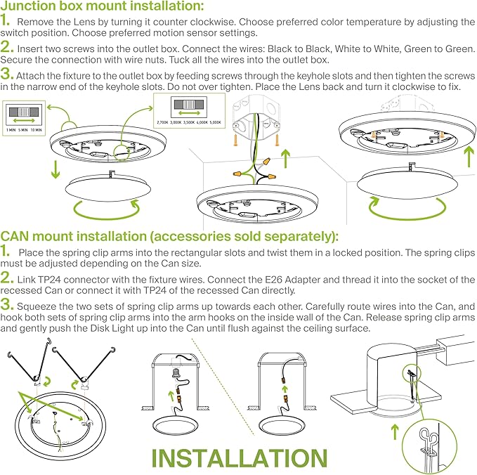 ASD 6 Pack Motion Sensor LED Disk Lights 6 Inch, 15W 5CCT 2700-5000K 1149LM CRI90+, Indoor Ceiling Flush Mount Light Fixture, Low Profile Lighting for Closet, Hallway, Pantry, Porch, Garage, White, UL