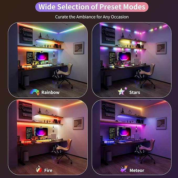 PAUTIX RGB Smart IC COB LED Strip Lights,Work with Alexa/Google Assistant,20ft/6.1m Addressable UL-Listed 24V Chasing Color Flexible Tape Light Multicolor,for Cabinet,TV,Bedroom,Party DIY Decoration