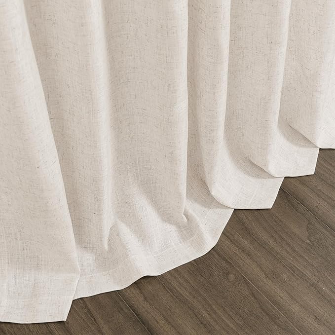 Nanspring Beige Semi Sheer Linen Curtains 78 inch Length for Living Room Back Tab Rod Pocket Modern Farmhouse Coastal Decor Beige Cotton Textured Gauze Curtains for Dining Room Office 52x78