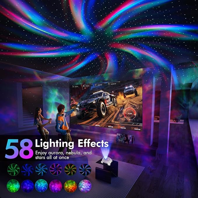 Rossetta Dual Lens Galaxy Projector, Star Projector for Bedroom with White Noise & Bluetooth Speaker, Remote, Timer, Aurora & Nebula Night Light for Easter, Party, Yoga, Gifts for Kids Adult Teen