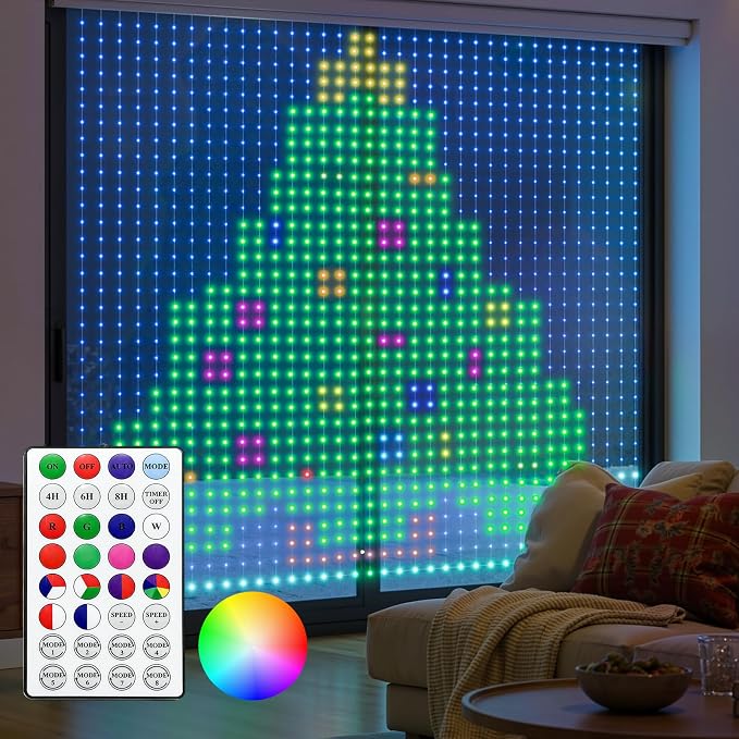 Brightown 540 RGBIC LED Smart Fairy Lights, 4.9x6.6ft Dynamic Color Changing Christmas String Lights with Remote, IP65 Waterproof Smart Wall Window Lights for Bedroom Living Room Garage