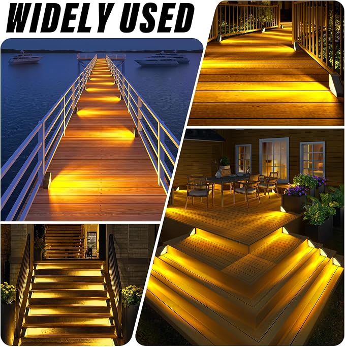 ROSHWEY Solar Step Lights for Outside, 12 Pack Solar Stair Lights Outdoor Waterproof, Triangle Deck Step Lights Solar Powered, Outdoor Decor Lighting for Front Porch, Backyard, Patio, Warm White