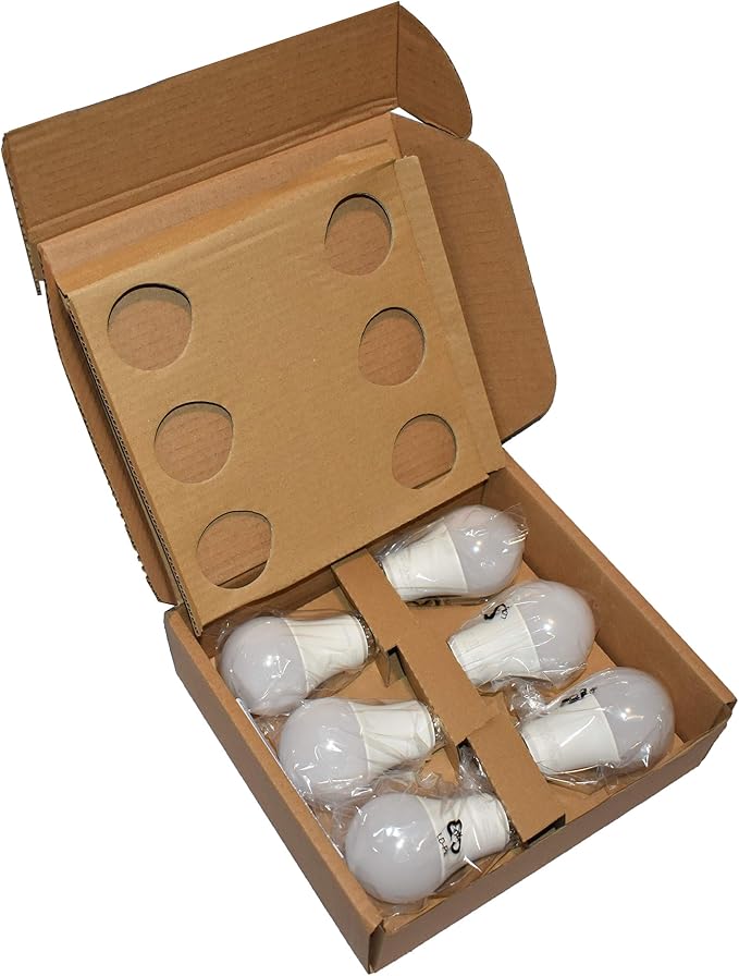 Amazon Basics 60W Equivalent, Daylight White, Non-Dimmable, Energy Efficient, 10,000 Hour Lifetime, A19 LED Light Bulbs, 6-Pack
