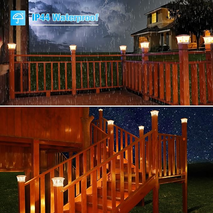 VOLISUN Solar Post Cap Lights Outdoor 8Pack, with Edison LED Bulbs, 2 Brightness Setting, Fence Post Lights Solar Powered for Garden Fence Deck Mailbox Yard Porch, Fits 4x4 6x6 Posts(Slate White)