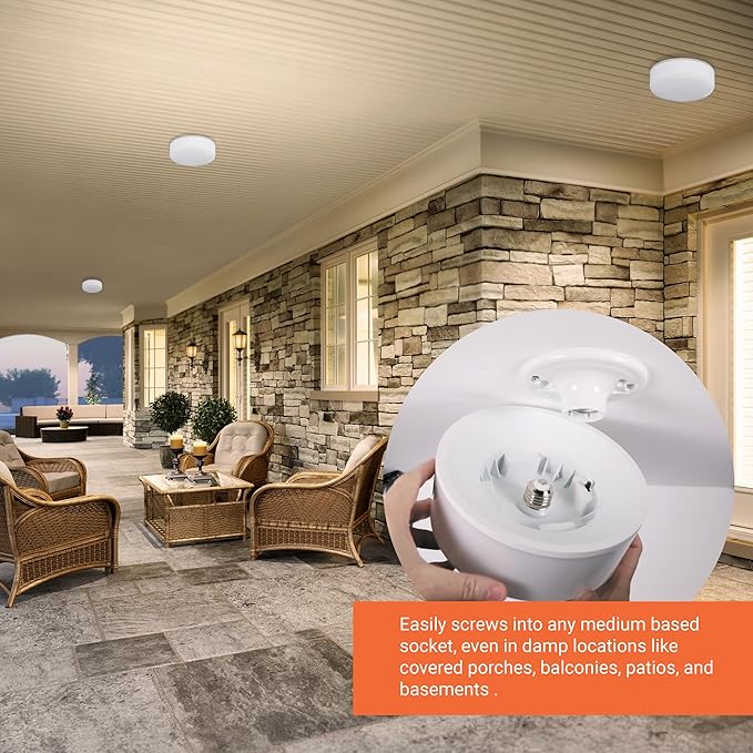 HALO Spin Light 6 inch Flush Mount LED Ceiling Light Fixture 1600 Lumens 15W Selectable CCT 2700K-5000K Easy Screw in Installation Replaces 100W Bulbs