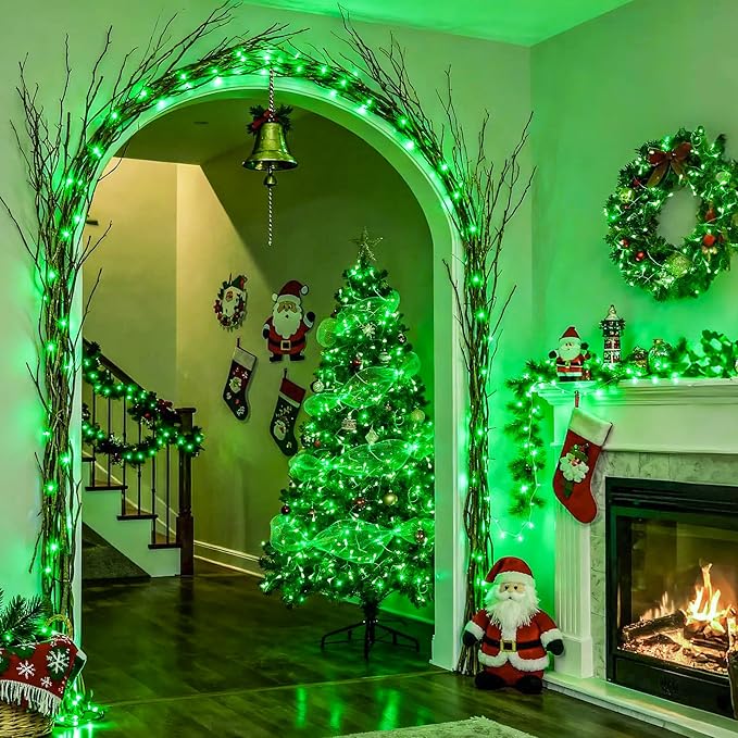 JMEXSUSS 250 LED Green Christmas String Lights Indoor, 91.5ft Connectable Green LED Light Outdoor Waterproof, 8 Modes Christmas Lights Plug in for ST Patricks Day Tree Decoration